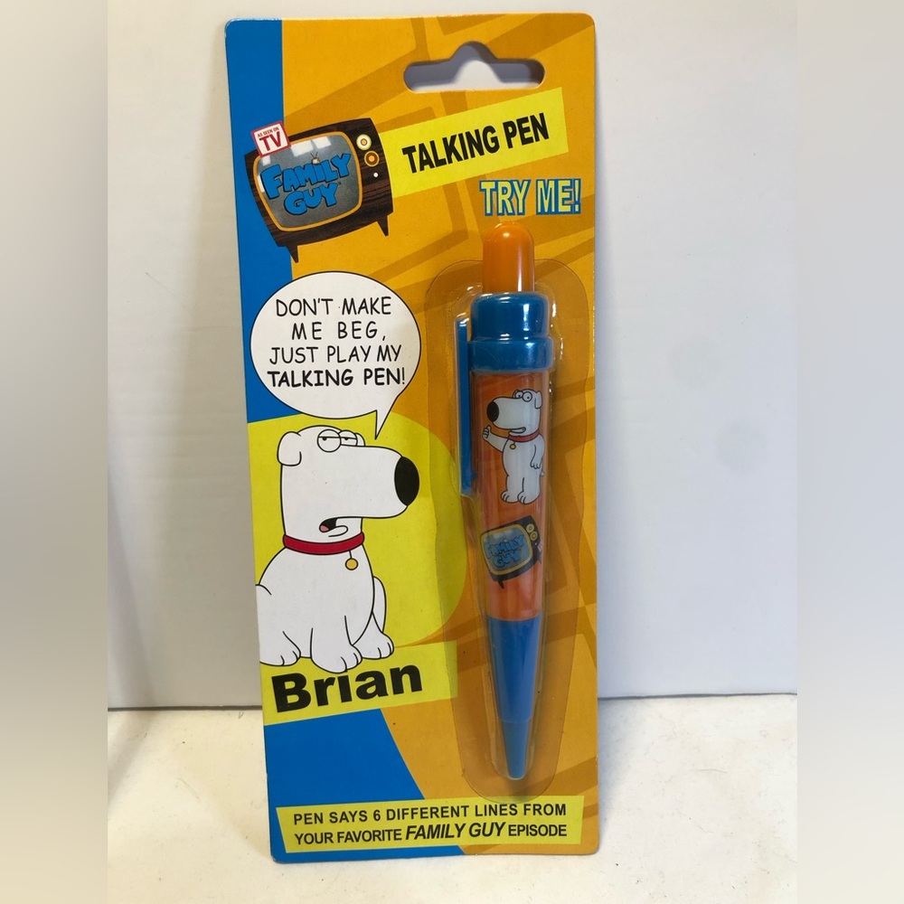 Family Guy Brian Talking Pen 6 Different Lines 2006 New Sealed Needs Battery